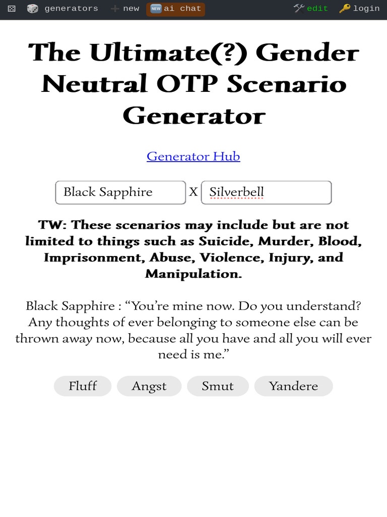 The Ultimate Gender Neutral OTP Scenario Generator | PDF