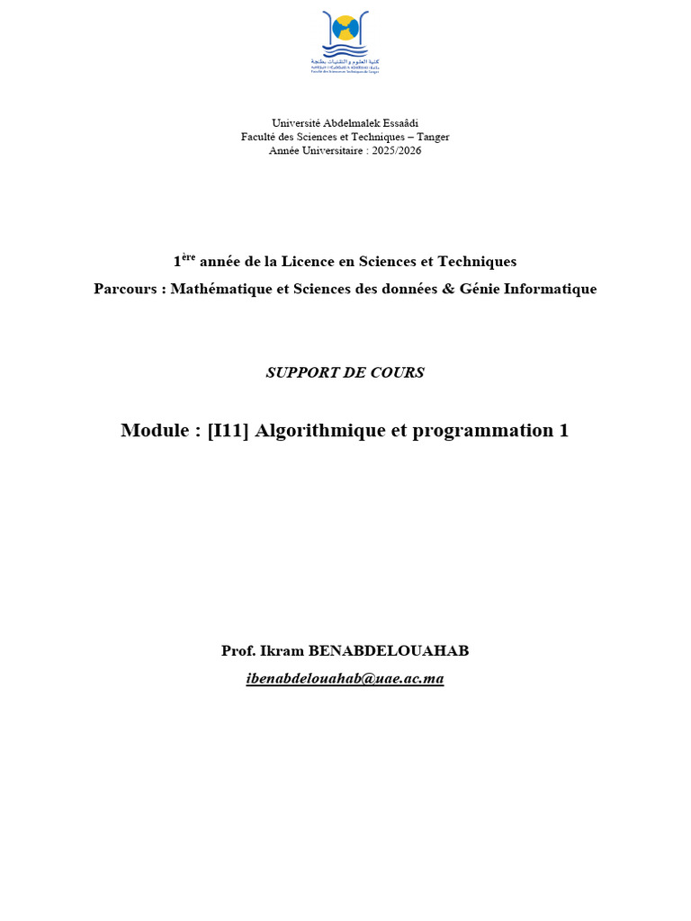 Algorithmique et Programmation C 1ère année | PDF | Structure de ...