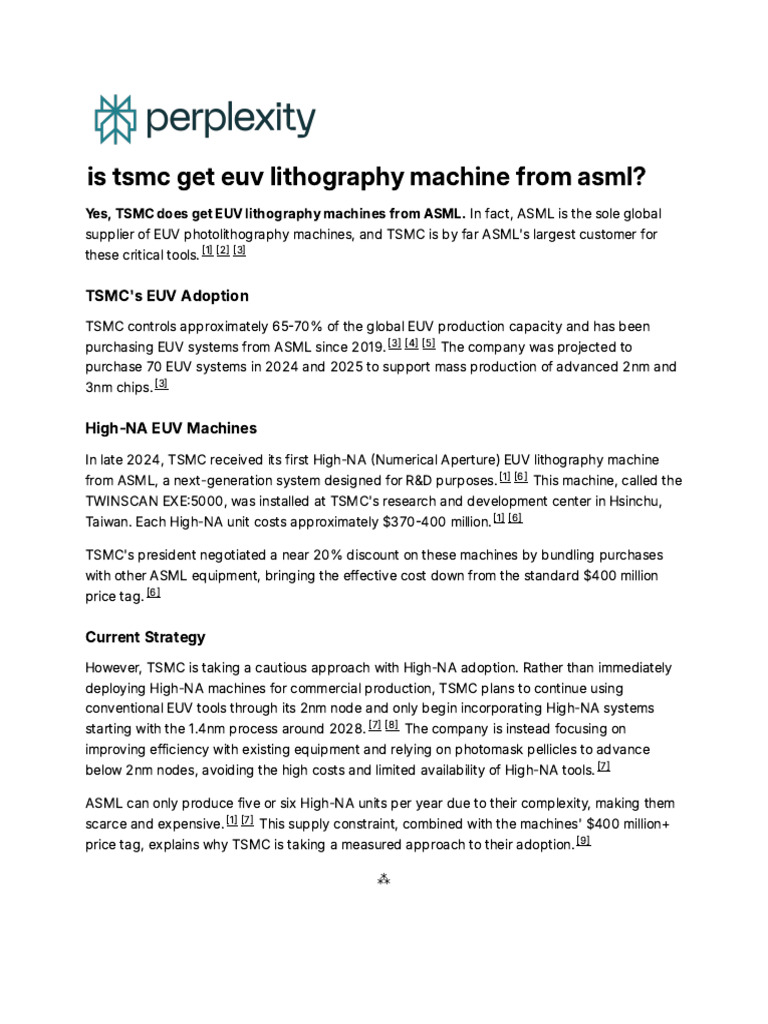 TSMC's EUV Partnership with ASML Explained | PDF | Photolithography ...
