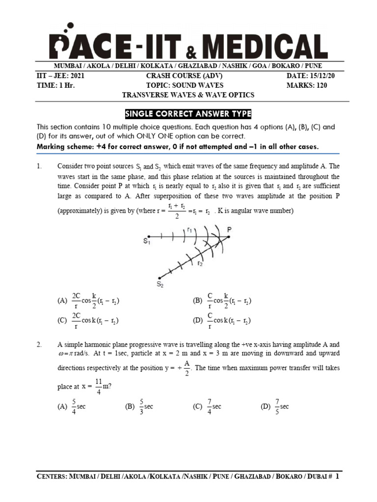 IIT JEE 2021 Crash Course: Sound Waves | PDF | Waves | Wavelength