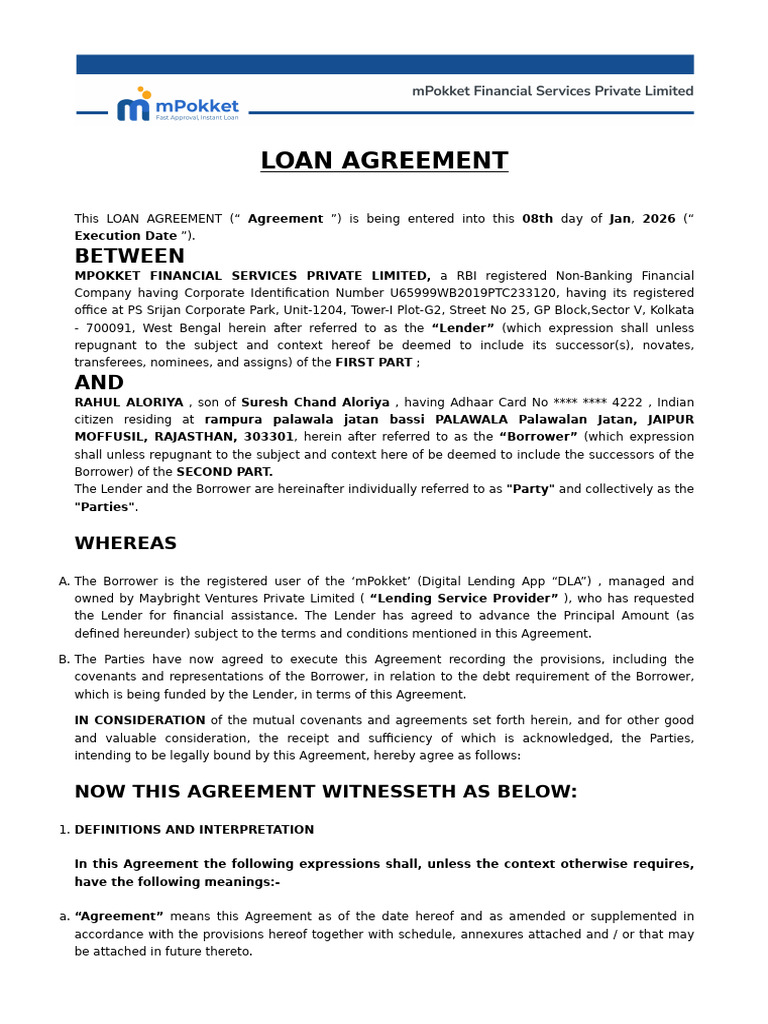 Loan Agreement Between Lender and Borrower | PDF | Indemnity | Loans