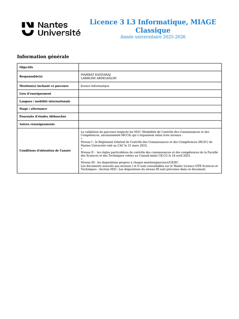 Licence 3 Informatique MIAGE 2025-2026 | PDF | l'Internet | Protocoles ...