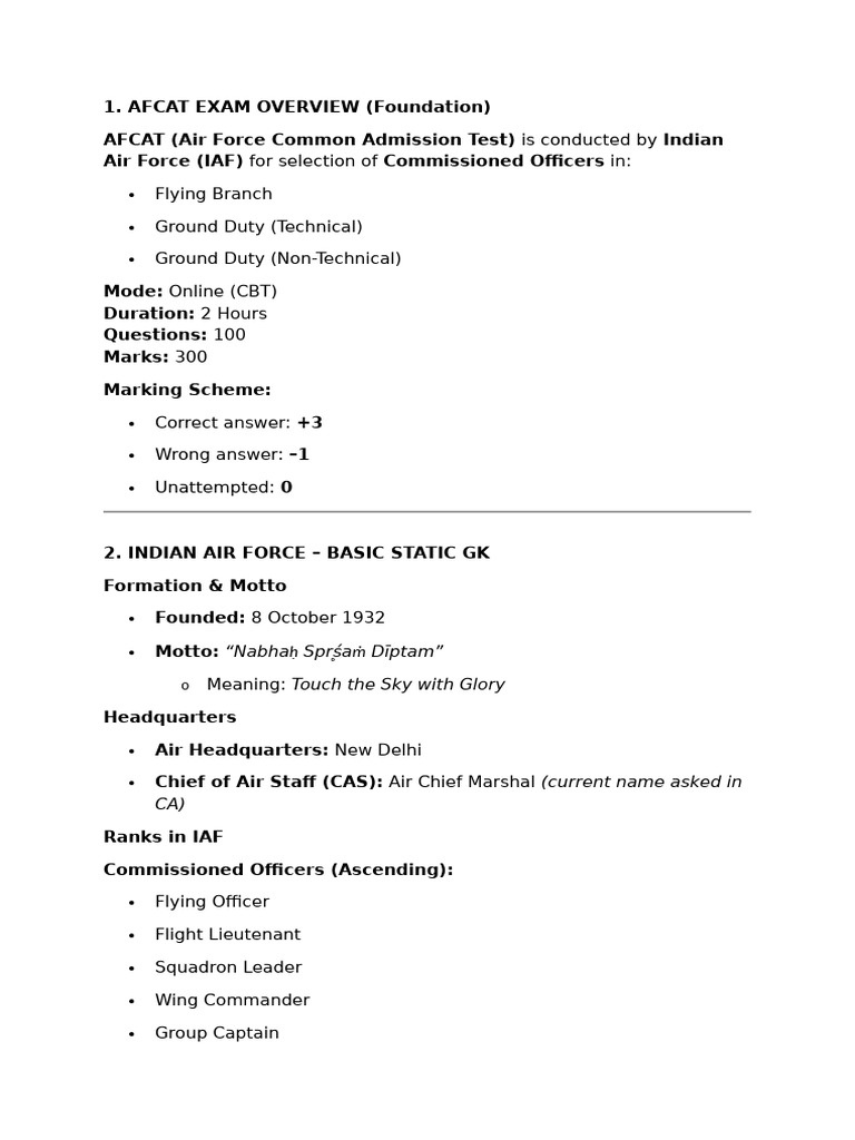 AFCAT Exam Guide: Overview & Key Facts | PDF | Linguistics