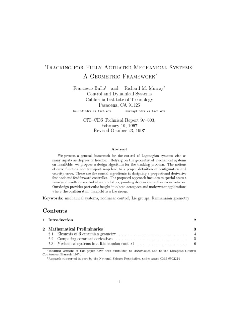 Geometric Tracking in Mechanical Systems | PDF | Vector Space | Geometry
