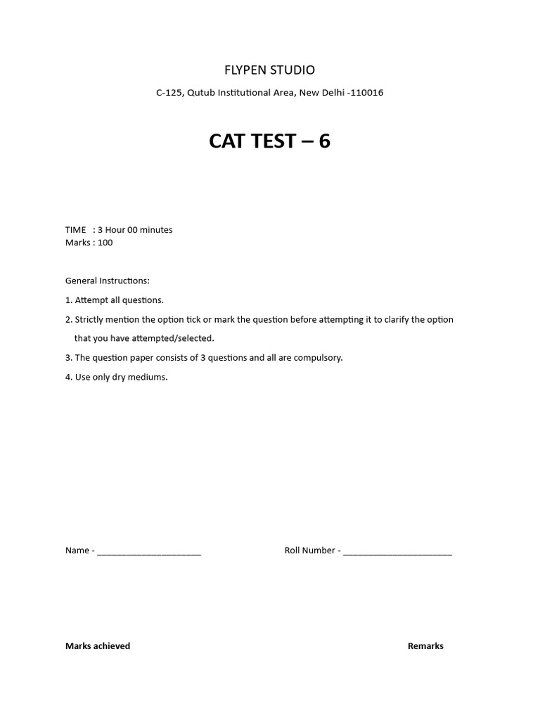 CAT Test 6: Design Challenges | PDF