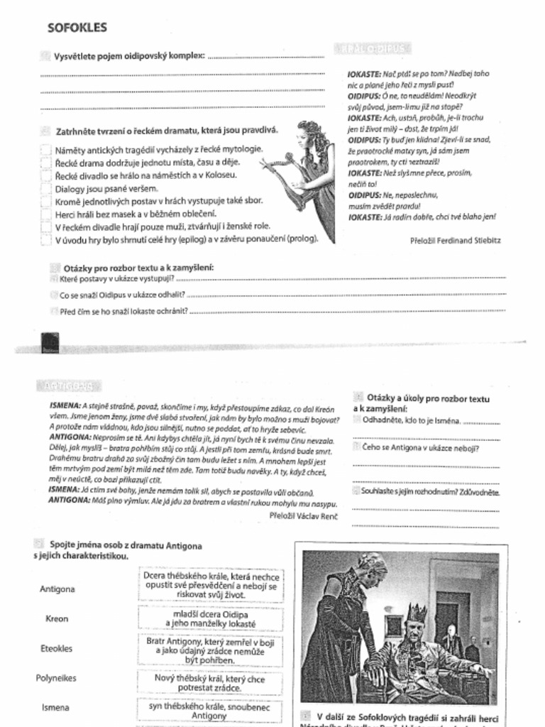 Sofokles - Pracovní List | PDF
