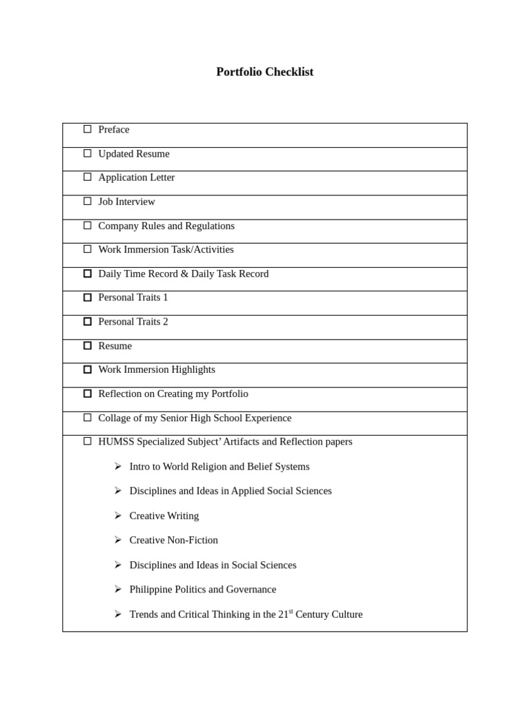 Essential Portfolio Checklist Guide | PDF | Social Psychology | Psychology