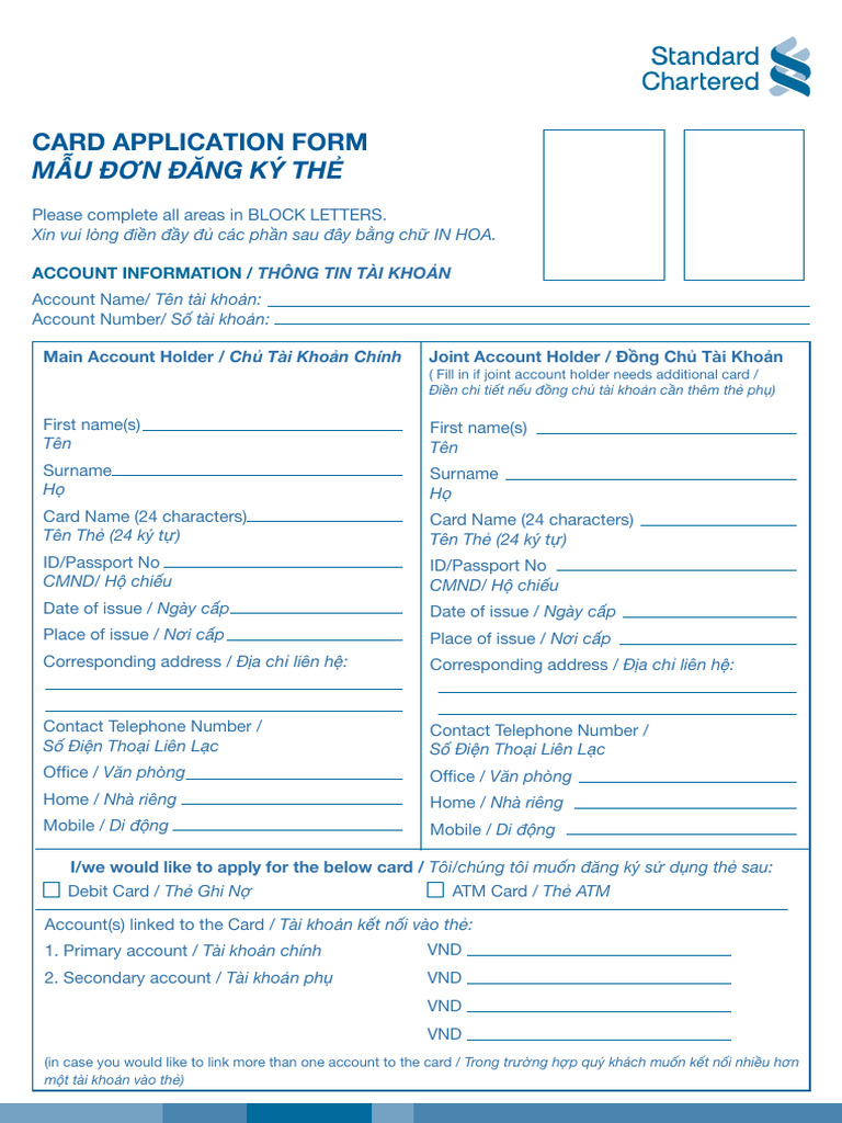 Vn 64 Card App Form Vn | PDF