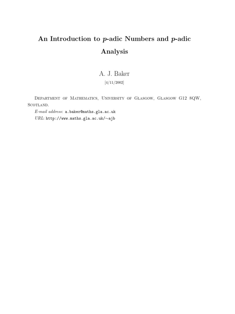 Introduction to p-adic Numbers | PDF | Group (Mathematics) | Field ...