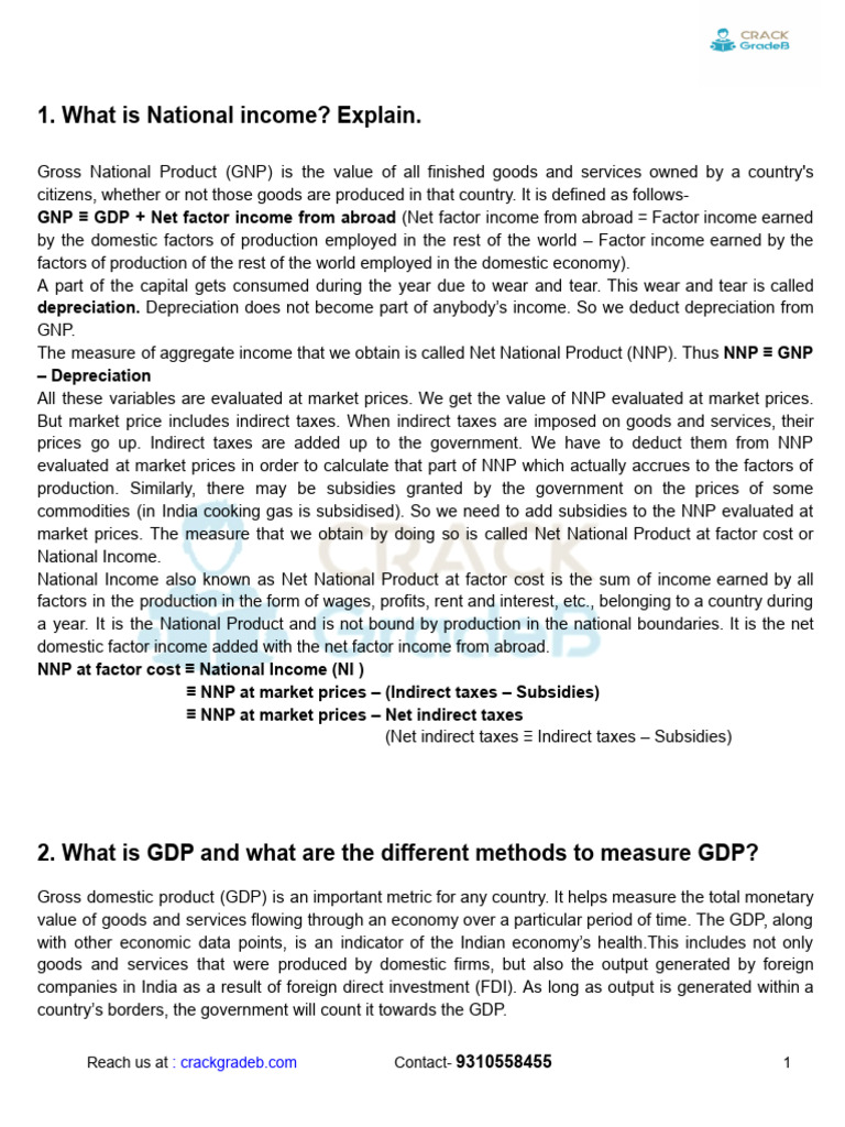 Understanding National Income and GDP | PDF | Gross Domestic Product ...