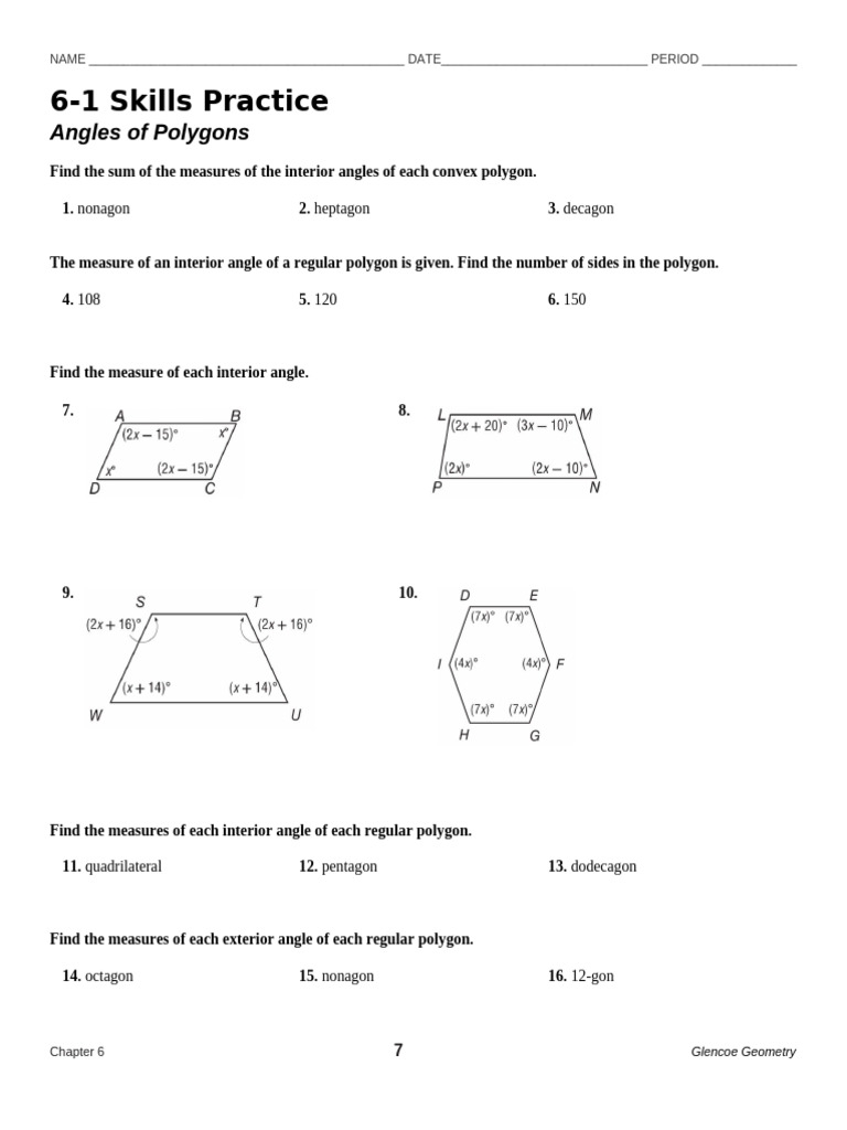 Polygon and Parallelogram Skills Practice | PDF | Rectangle | Euclidean ...