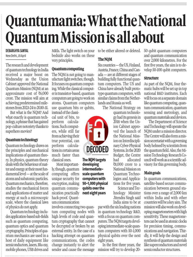 National Quantum Mission | PDF | Quantum Computing | Quantum Mechanics