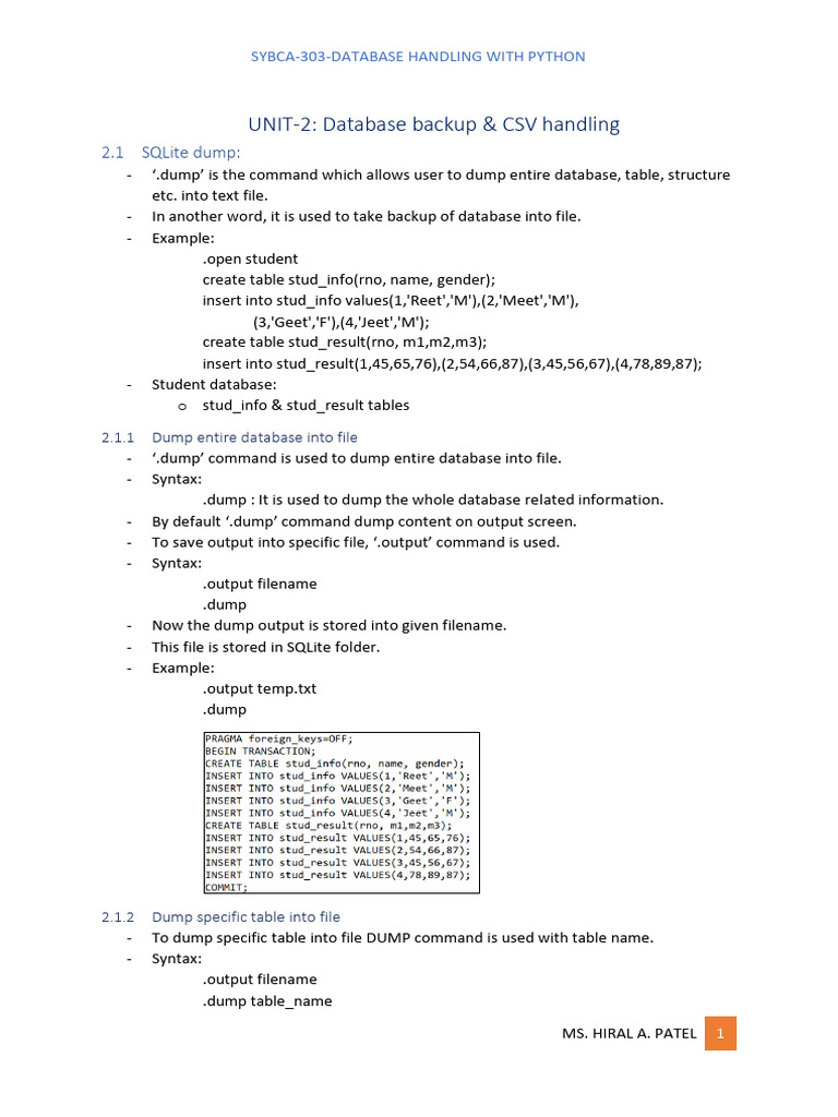 Database Backup & CSV Handling in Python | PDF | Comma Separated Values ...