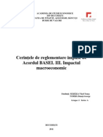 Cerințele de Reglementare Impuse de Acordul BASEL III. Impactul Macroeconomic