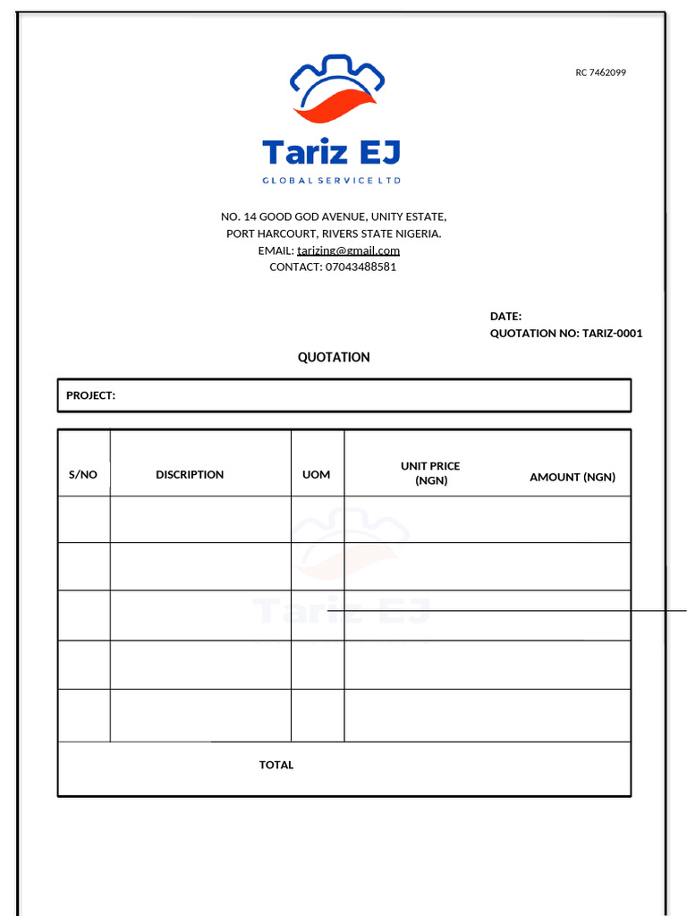 Tariz EJ Quotation Temp | PDF