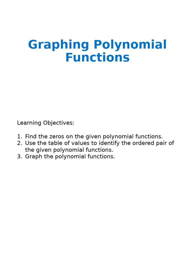 Graphing Polynomial Functions | PDF