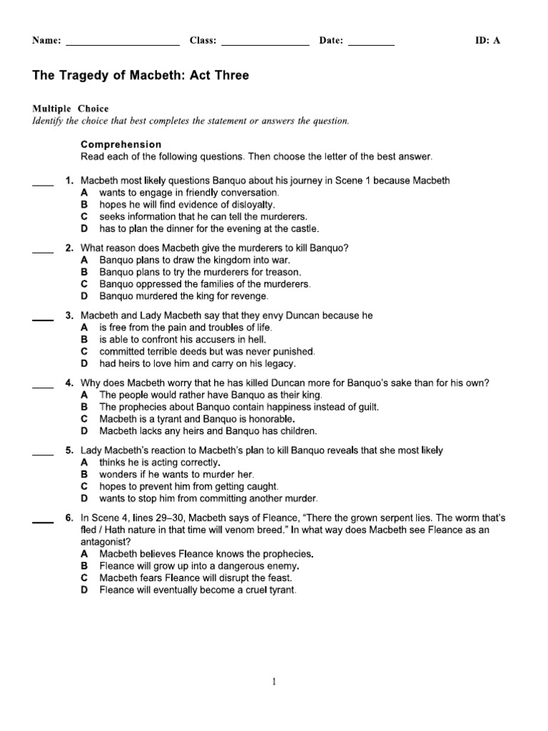 The Tragedy of Macbeth Act3 | PDF