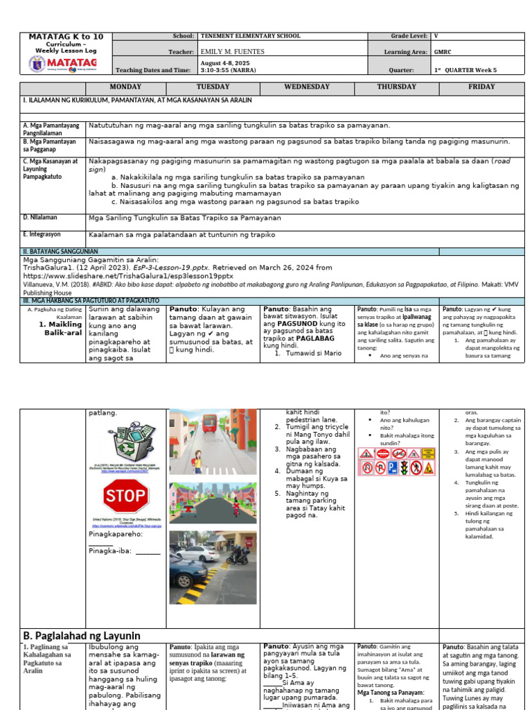 DLL - GMRC 5 - Q1 W5 | PDF