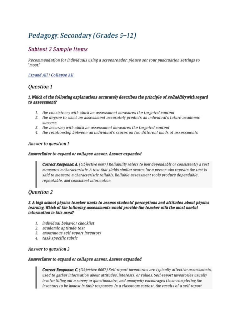 Secondary Education Assessment Strategies | PDF