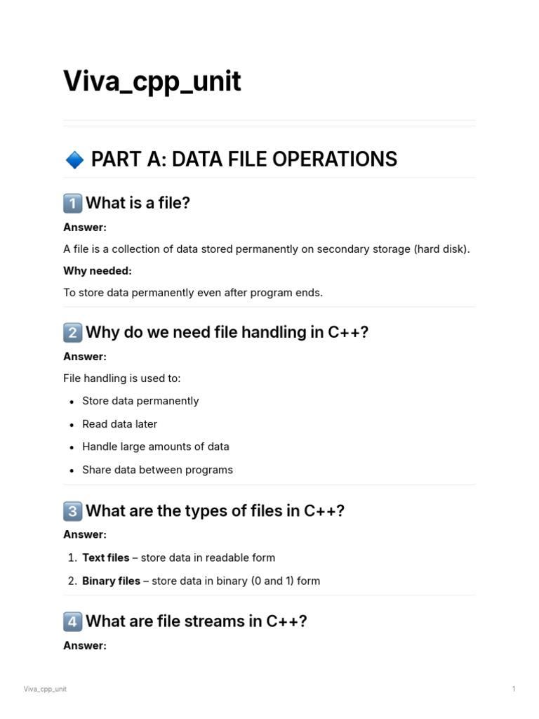 Viva_cpp_unit_3 | PDF | Computer File | Computer Data Storage