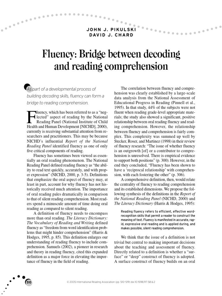 Fluency Bridge Between Decoding and Reading Compre | PDF | Phonics ...
