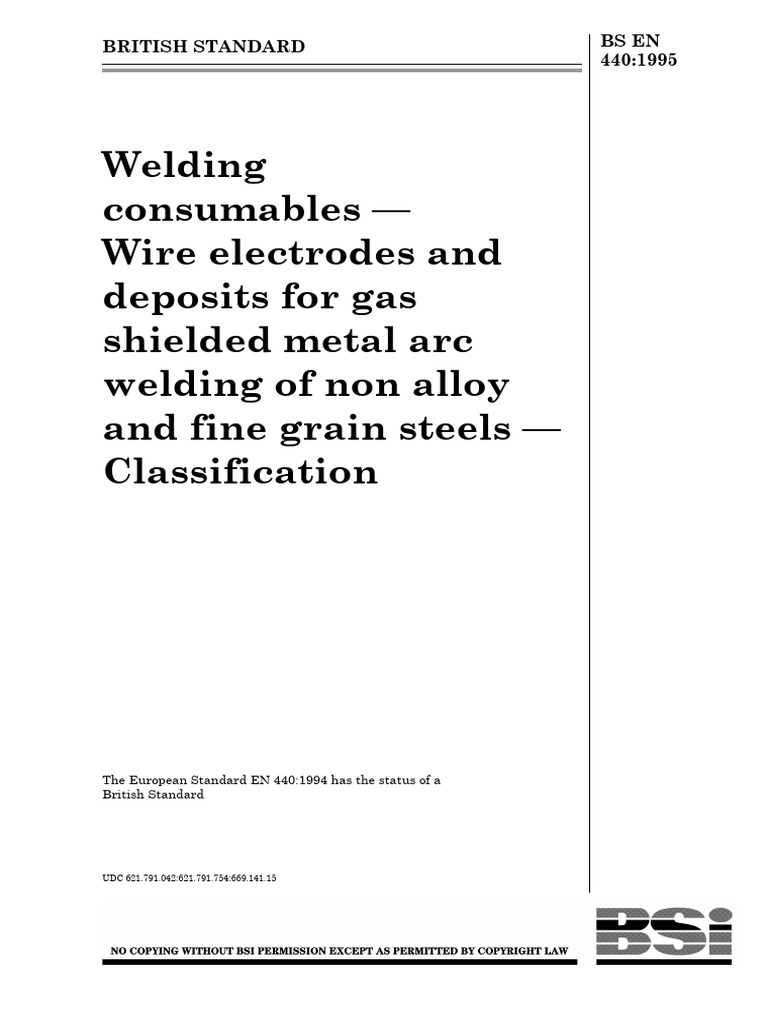 BS EN 440:1995 Welding Consumables Standards | PDF | Welding | Construction