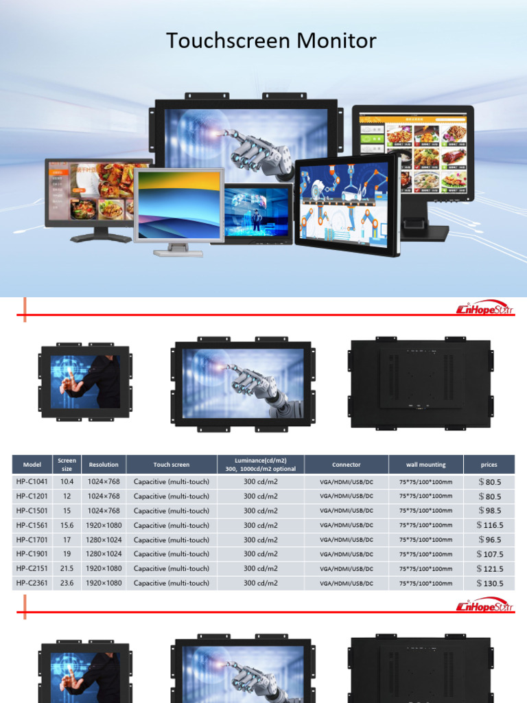 Touchscreen Monitors Specifications & Prices | PDF | Touchscreen | Hdmi