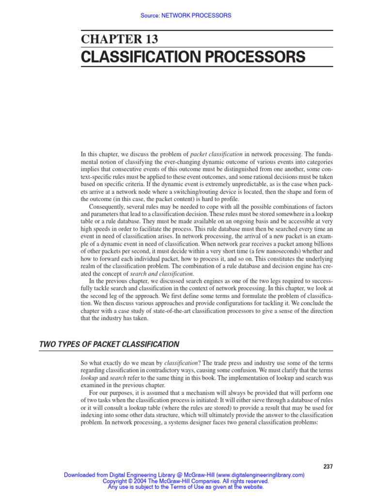 Packet Classification in Network Processing | PDF | Networking ...