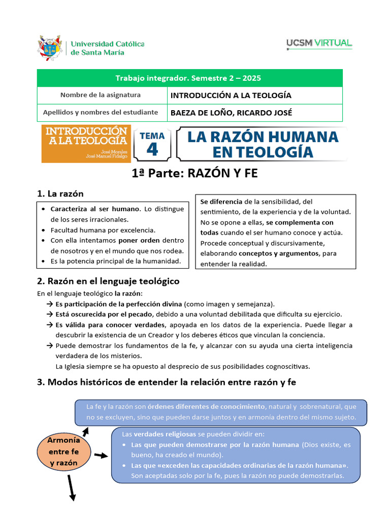 Armonía entre Fe y Razón en Teología | PDF | Fe | Razón