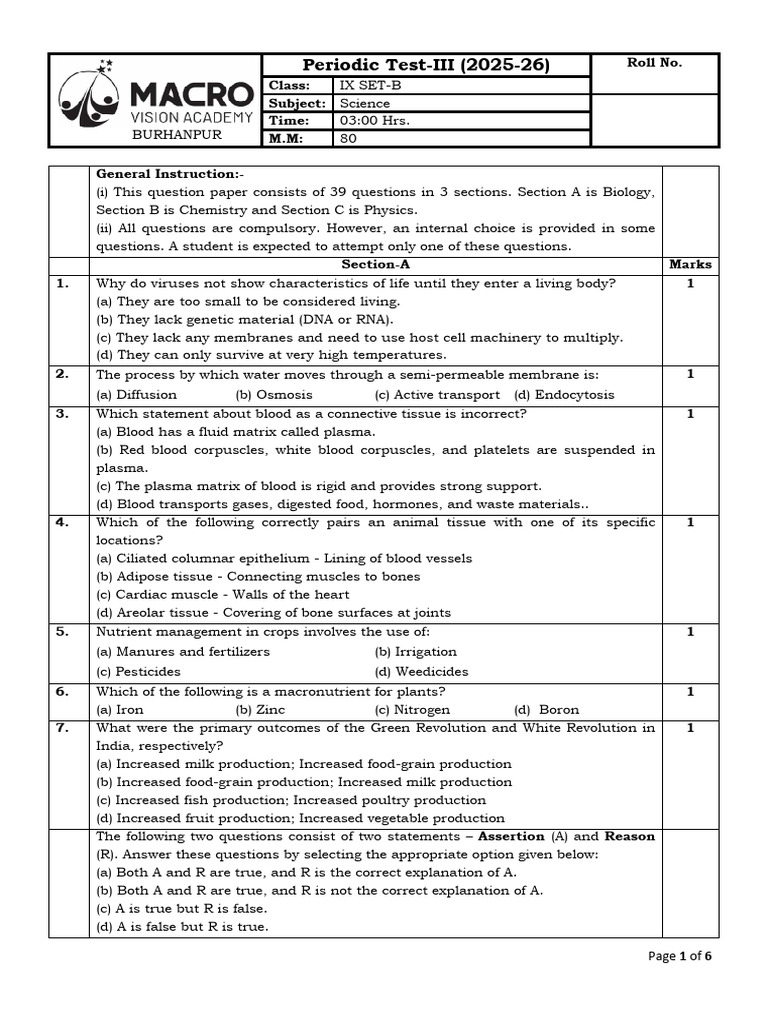 Class IX Science Periodic Test Paper | PDF | Buoyancy | Force