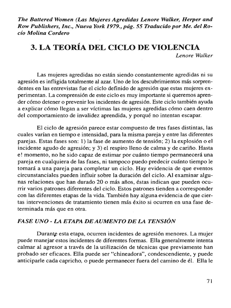 Teoría del Ciclo de Violencia en Mujeres | PDF
