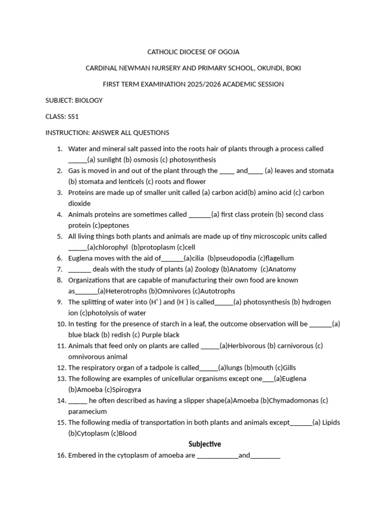 Biology Ss1 | PDF | Photosynthesis | Cell (Biology)