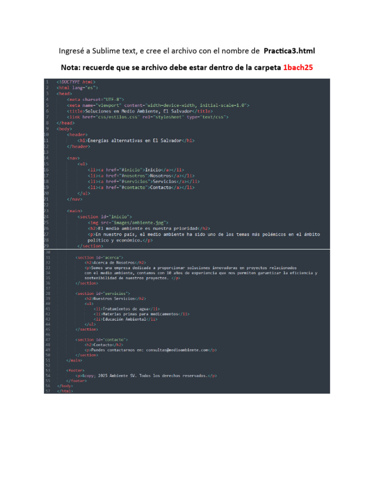 Crear archivos HTML y CSS en Sublime | PDF
