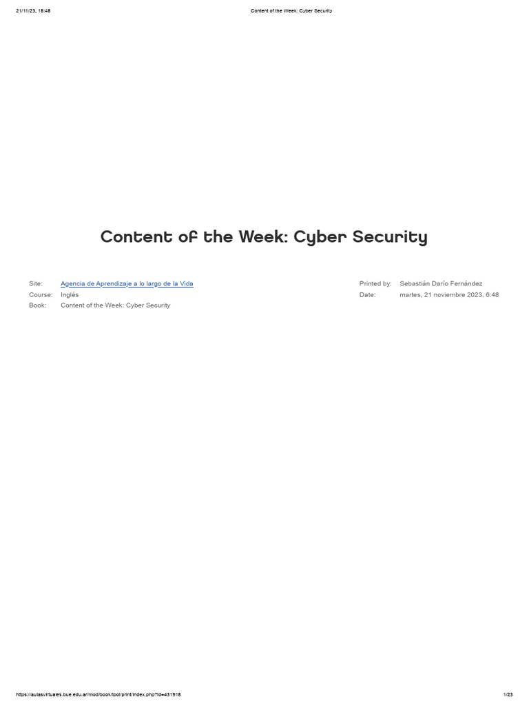 S09 y 10 Content of the Week_ Cyber Security | PDF | Verb | Computer ...