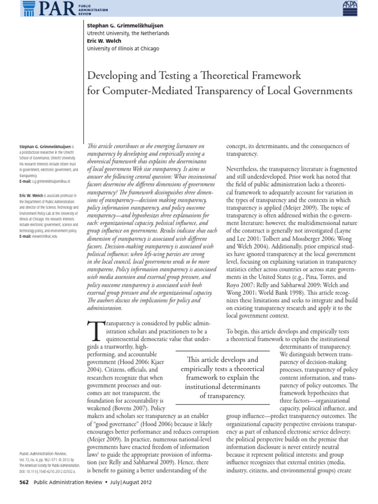 Framework for Local Government Transparency | PDF | Regression Analysis ...