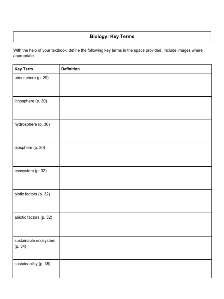 Biology Key Terms | PDF
