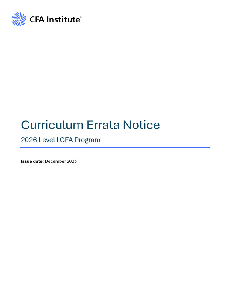 2026 CFA Level I Curriculum Errata | PDF | Statistical Significance ...
