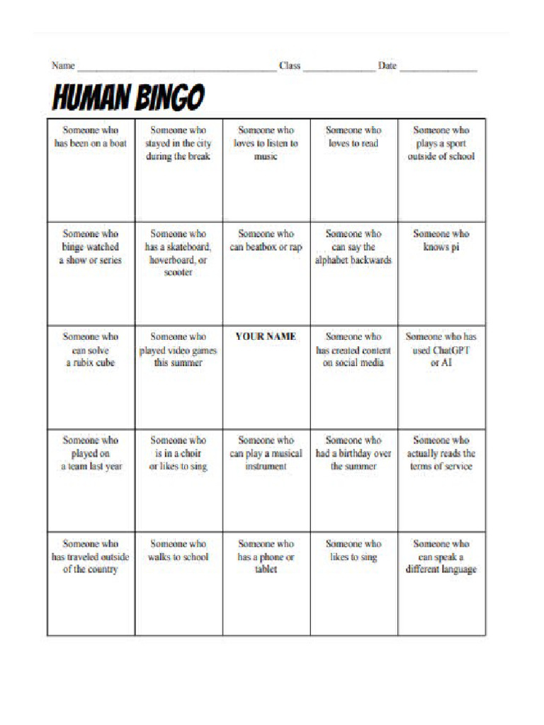 Human Bingo | PDF