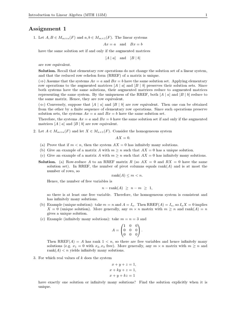 Linear Algebra Concepts and Solutions | PDF | Algebra | Numerical Analysis