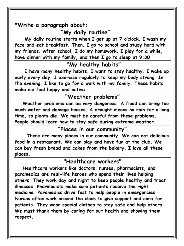 Daily Routine and Healthy Habits Overview | PDF
