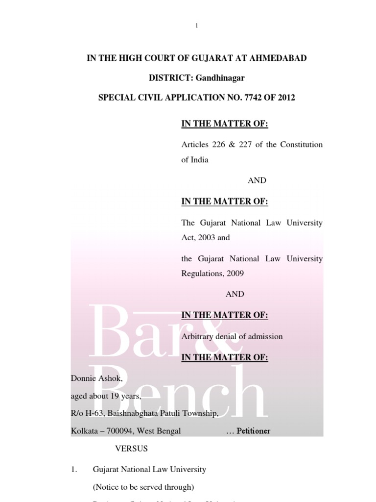 Writ Petition Filed Before Gujarat High Court | PDF | Qualifications |  Social Institutions