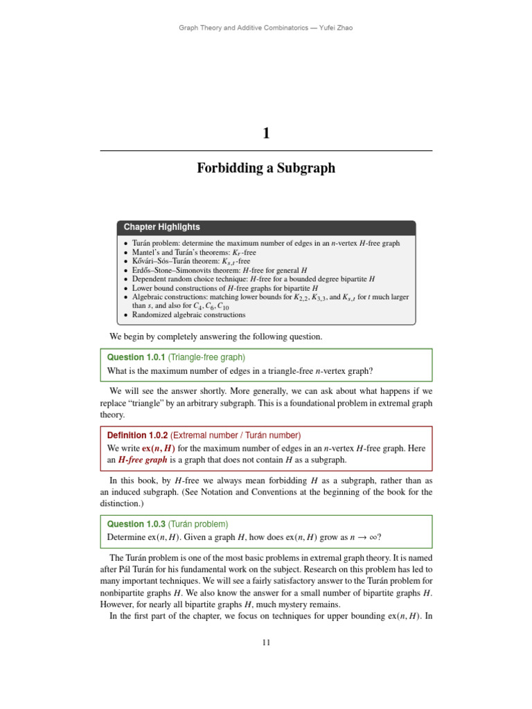 Forbidding Subgraphs in Graph Theory | PDF | Vertex (Graph Theory ...