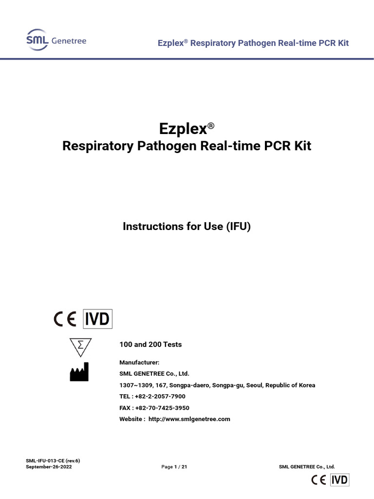 Ezplex® Respiratory PCR Kit IFU Guide | PDF | Infection | Pneumonia