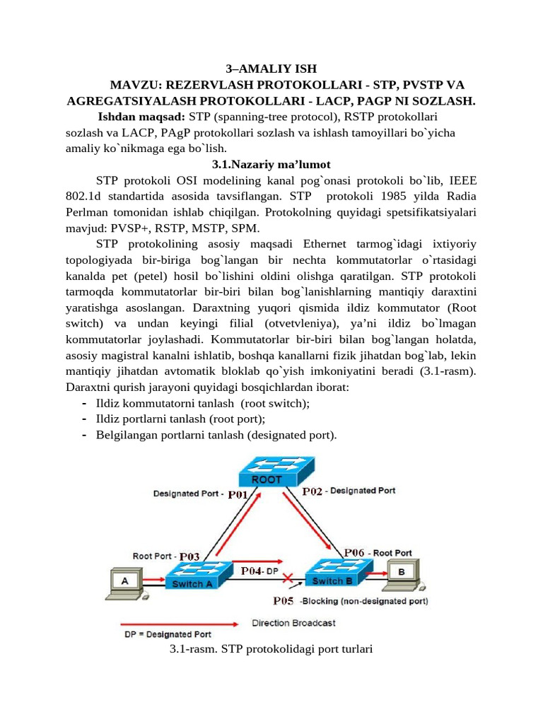 STP, RSTP, LACP Protokollarini Sozlash | PDF