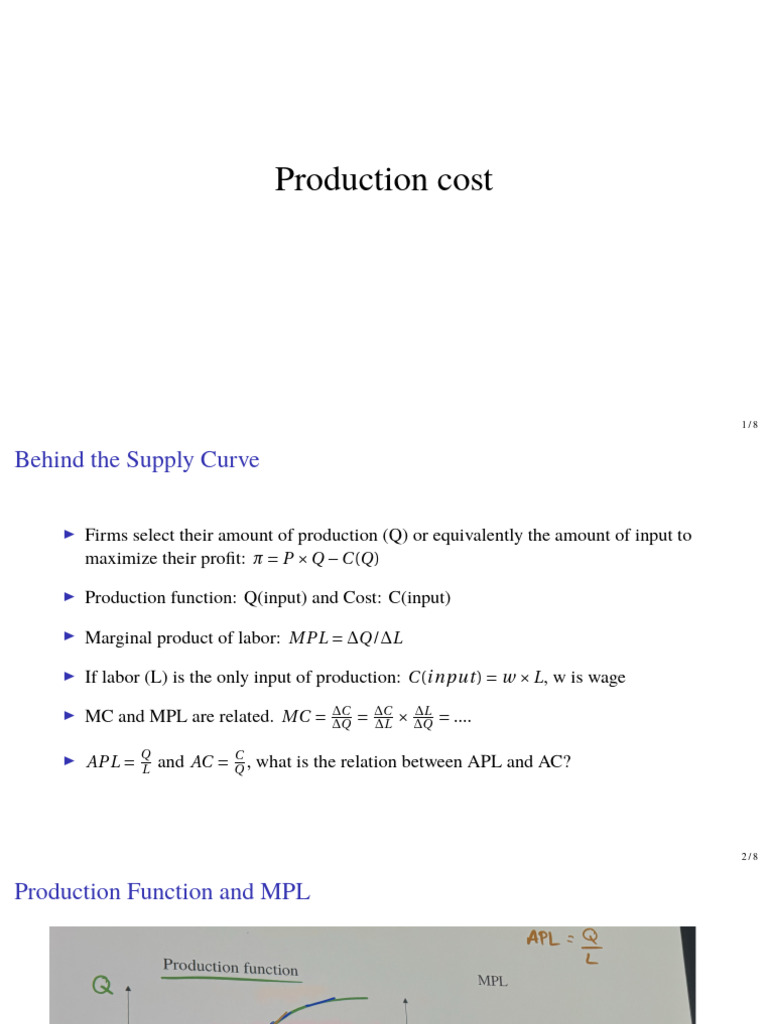 Understanding Production Costs and Functions | PDF