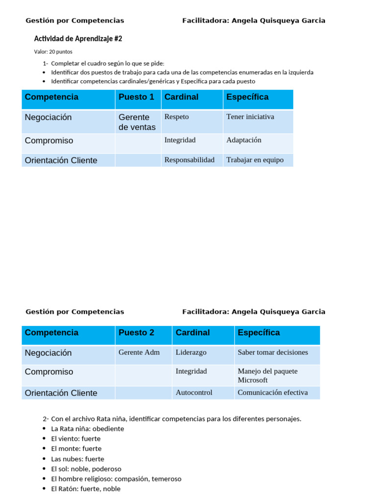 Gestión de Competencias Laborales y Personajes | PDF