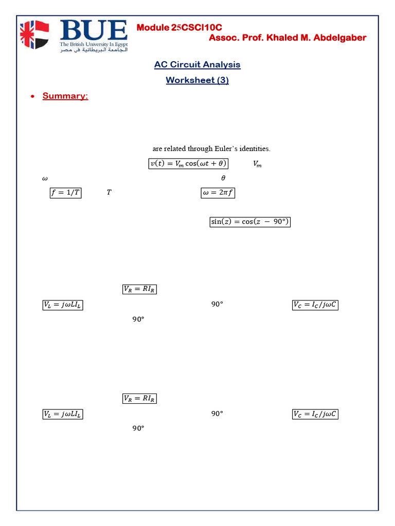 AC Circuit Analysis with Phasors | PDF | Electrical Impedance ...
