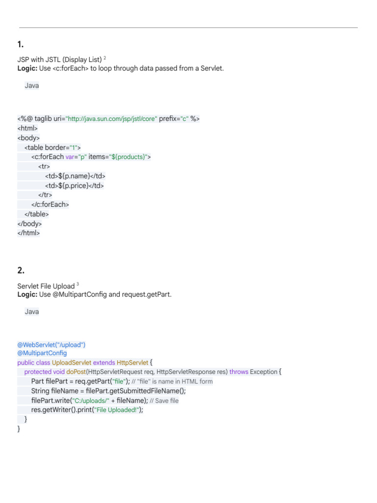 Java Servlet and JSP Examples Guide | PDF | String (Computer Science ...