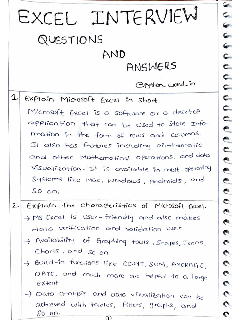 Excel Interview Question N Answer | PDF