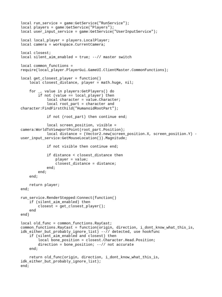 Roblox Silent Aim Script Guide | PDF